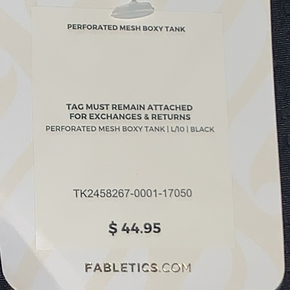 Fabletics Black Perforated Mesh Boxy Tank Activewear L Scoop Neck Sleeveless NWT - Picture 7 of 7